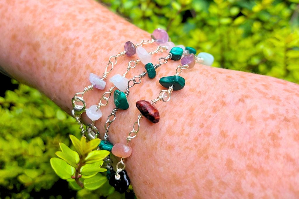 Beaded Bracelet Set / Set of Four / Natural Glass Beads