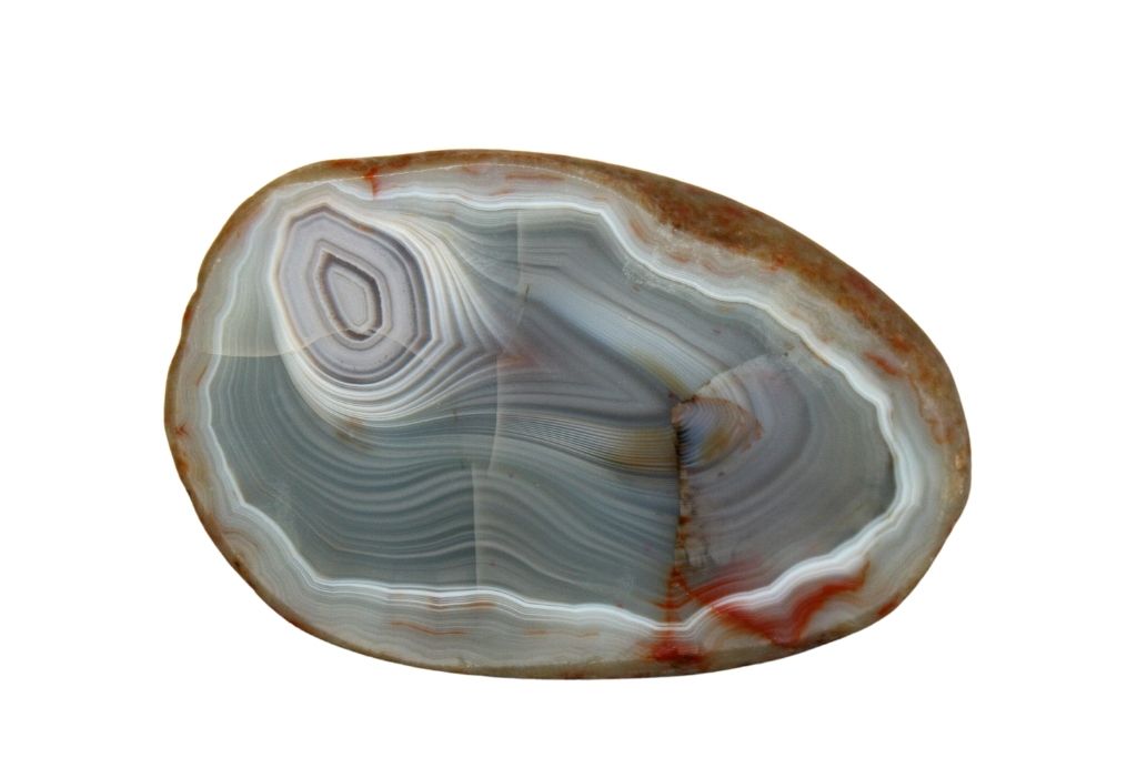 lake superior agate crystal on a white background