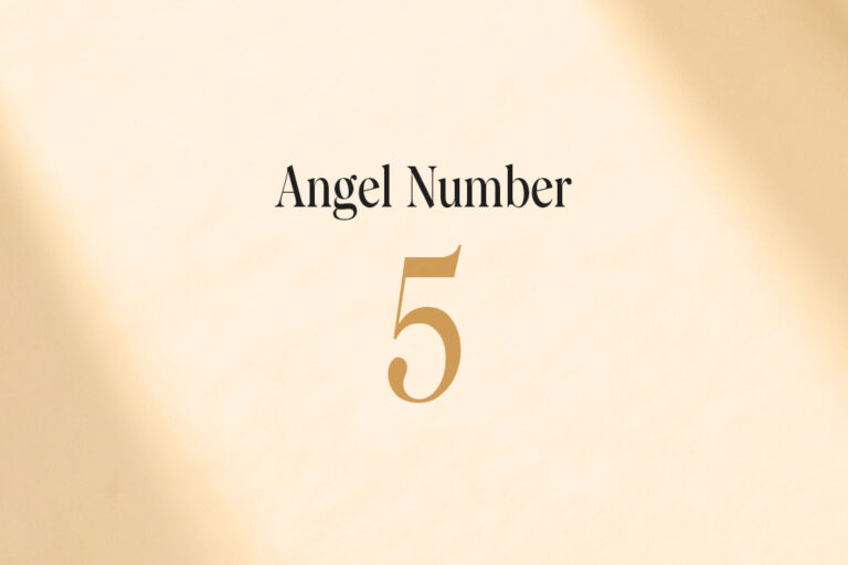 angel number sequence 5 written on beige background