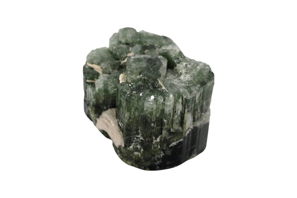 Tourmaline crystal with white background