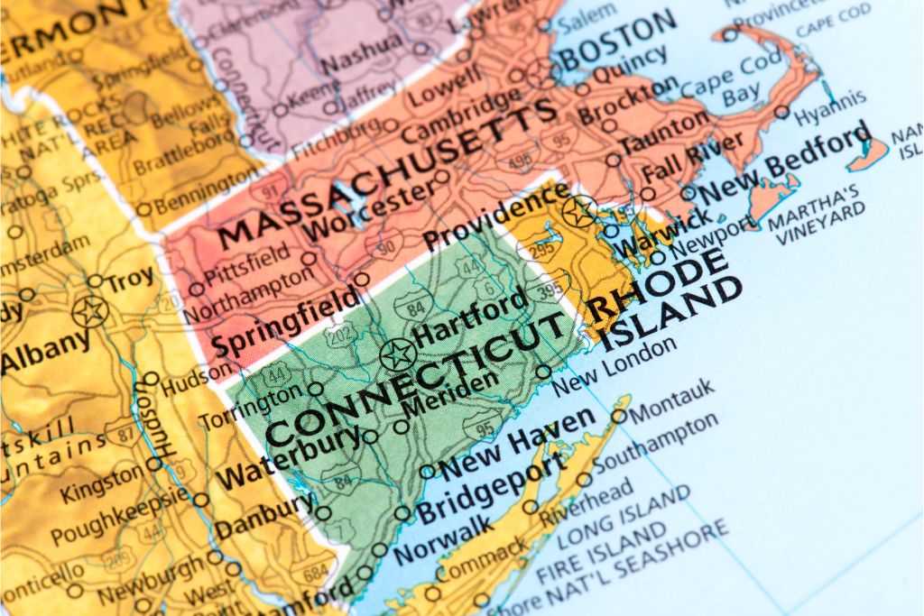 zoomed map of Connecticut
