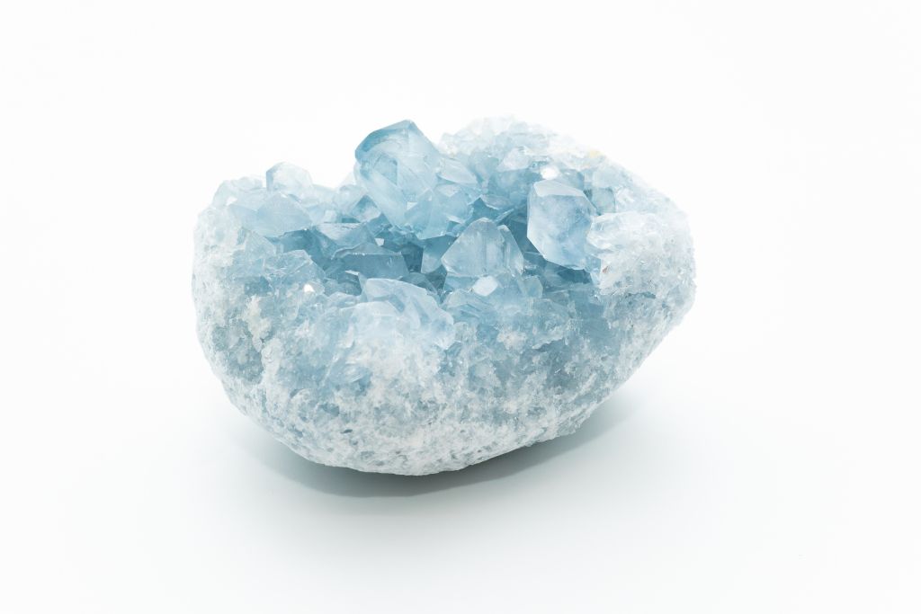 Celestite on white background