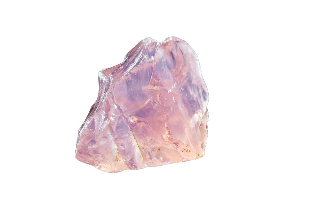 rose quartz on white background