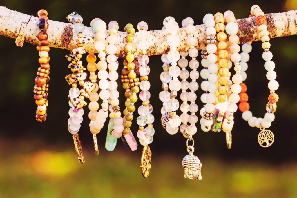 crystal bracelets on twig