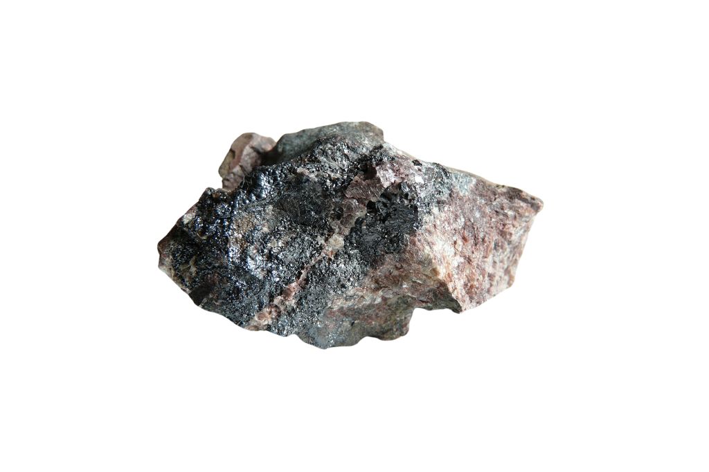 Uraninite on white background